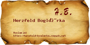 Herzfeld Boglárka névjegykártya